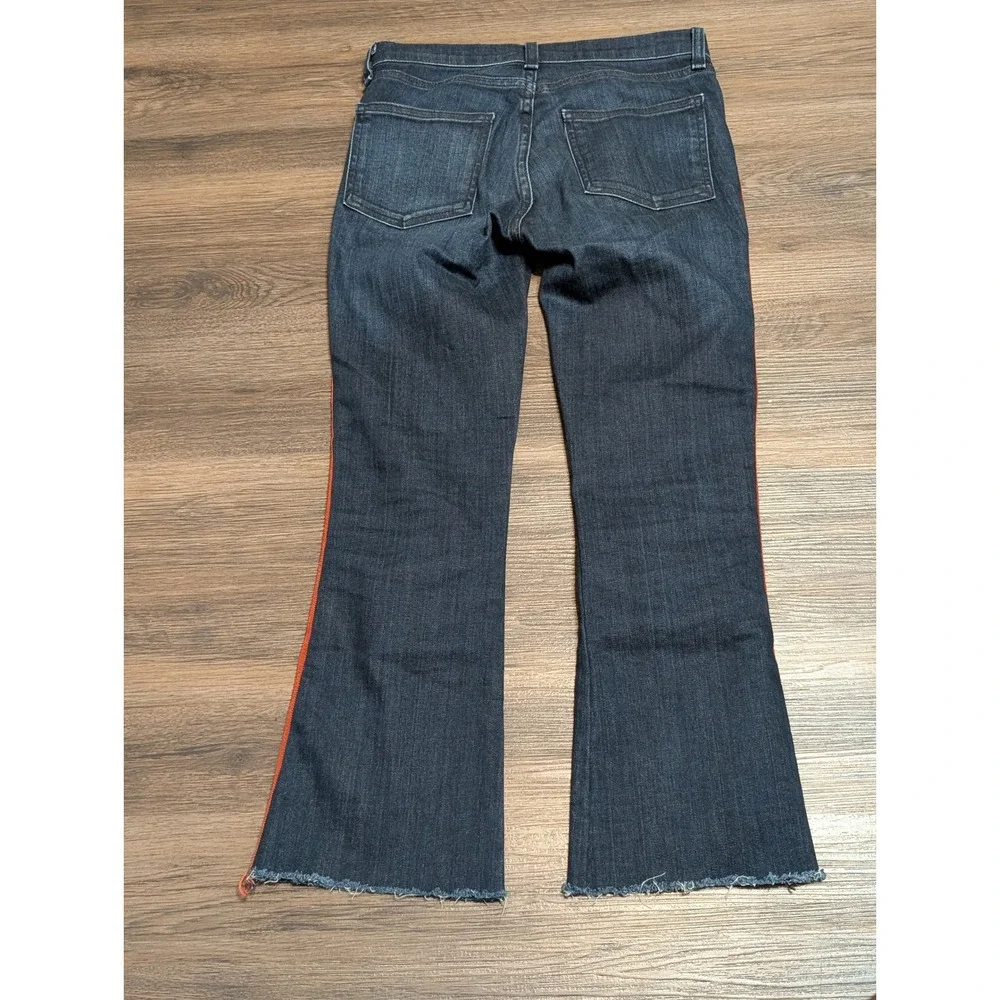 Veronica Beard Jeans‎ Midnight Side Stripe Flare Raw Hem Denim Size 24/00